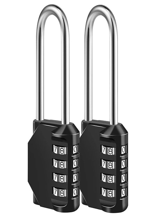 Portible 4 Digit Outdoor Waterproof Resettable Combination Padlock Pack of 2 | Heavy Duty Long Shackle Security Lock for Gate, Fence, Gym, Shed, Storage Unit, Locker, Door, Garage Anti-Rust - Image 1